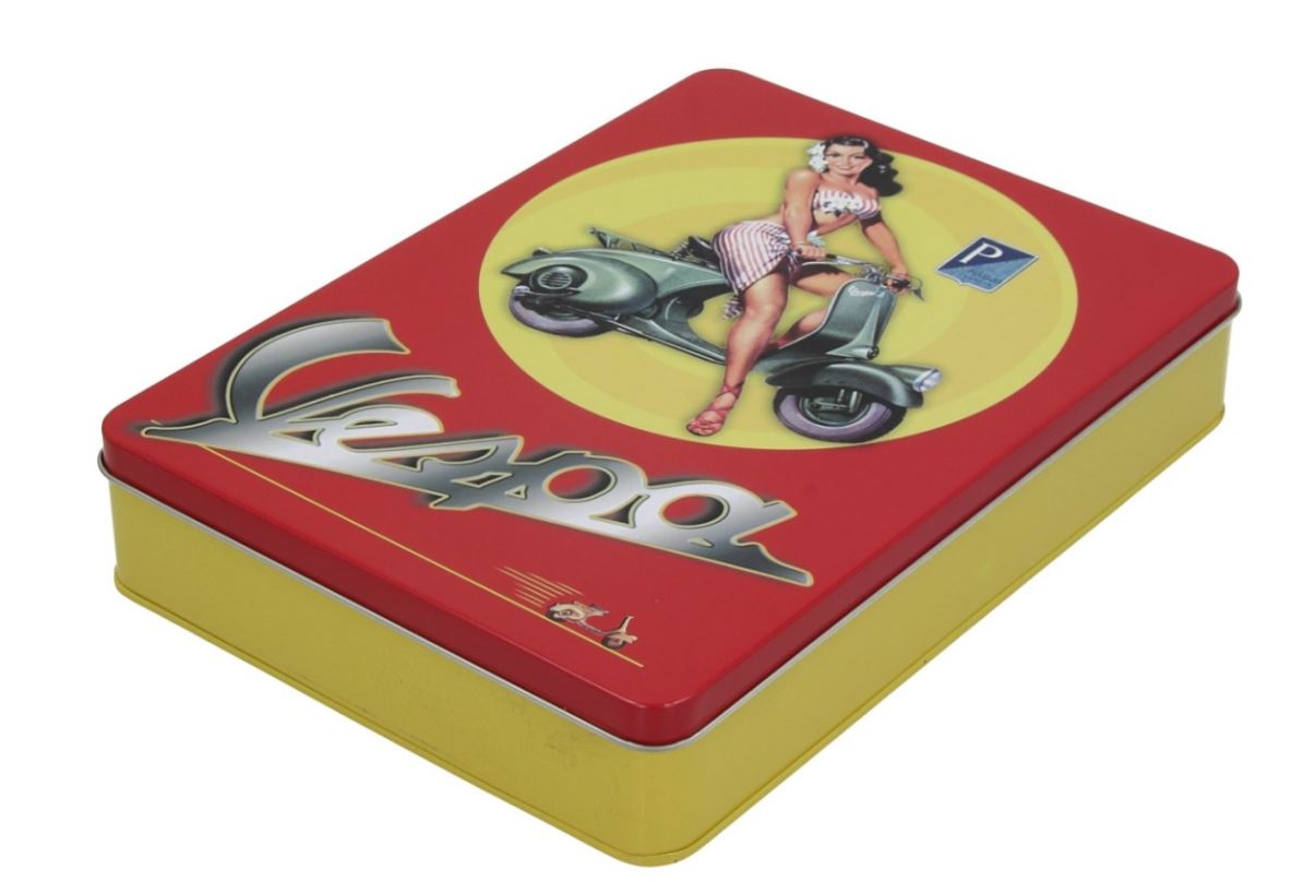 Blechdose Vespa Pinup rot