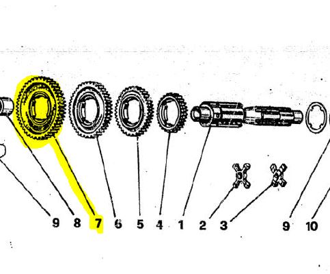 Getriebe Zahnrad Schaltzahnrad 1. Gang APE Car P2, MP 1.Serie Z=47