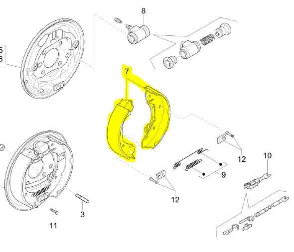 Satz Bremsbacken Hinterachse Piaggio Porter, Daihatsu Zubehör